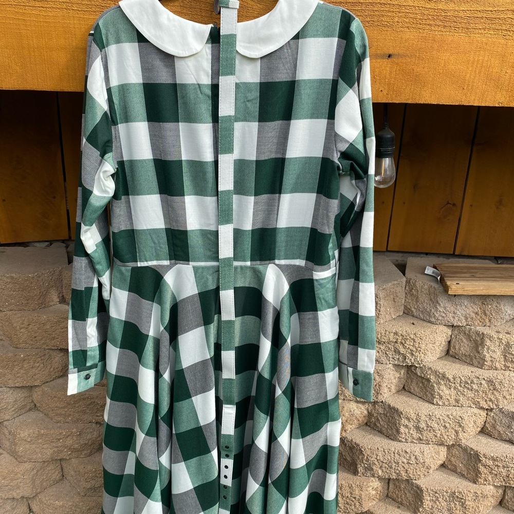 NWT-XXL-18-Collectif Vintage-Clemence Meadow Check Swing Dress-pockets! 😍 - Picture 7 of 13